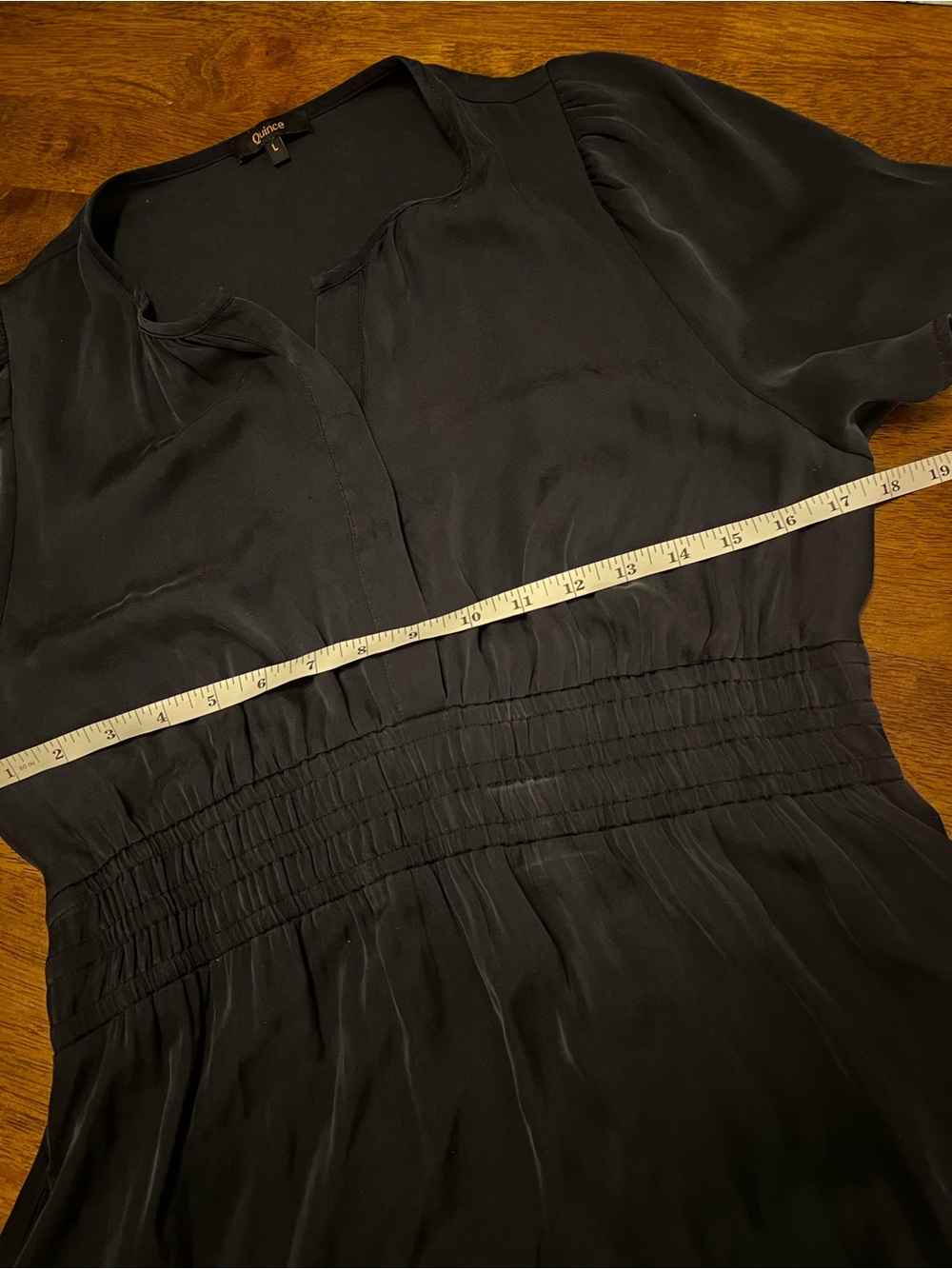 Quince Washable Stretch Silk Tiered Maxi Dress Navy Blue Large - Picture 10 of 14